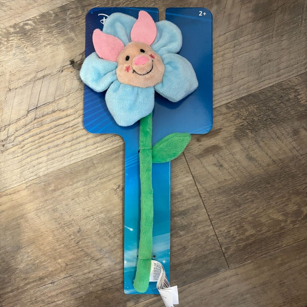 Disney Winnie the Pooh Piglet Plush Bendable Flower Wand Toy 2+ New on Card